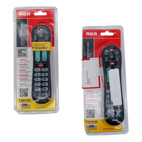 RCA Universal Remote Control, Set of 2, Big Buttons (Opened Box) - Picture 1 of 2